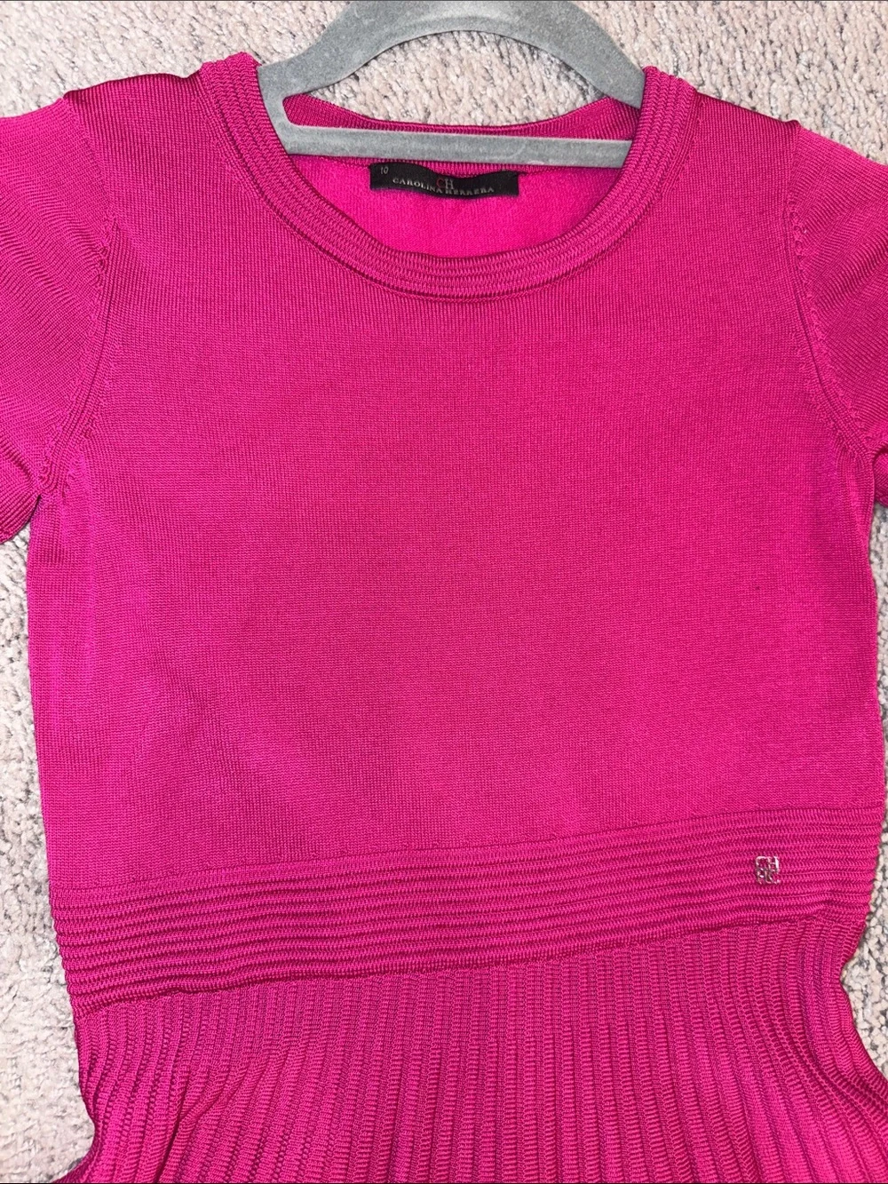 Carolina Herrera Fuchsia Pleated Knit Dress